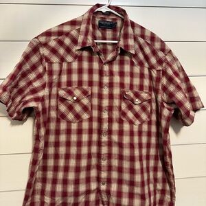 American Eagle Outfitters Red and White Plaid Shirt